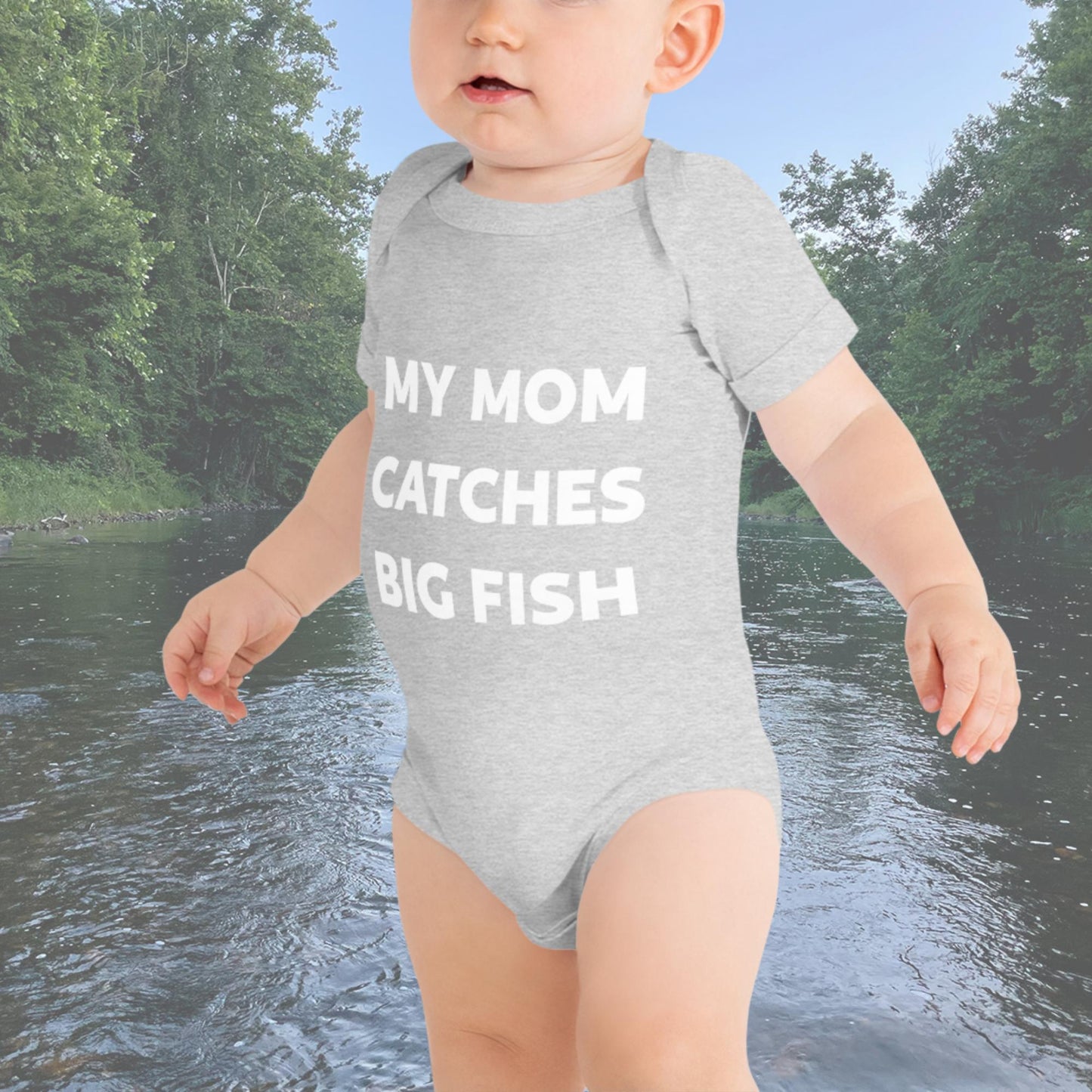 My Mom Catches Big Fish Baby short sleeve one piece