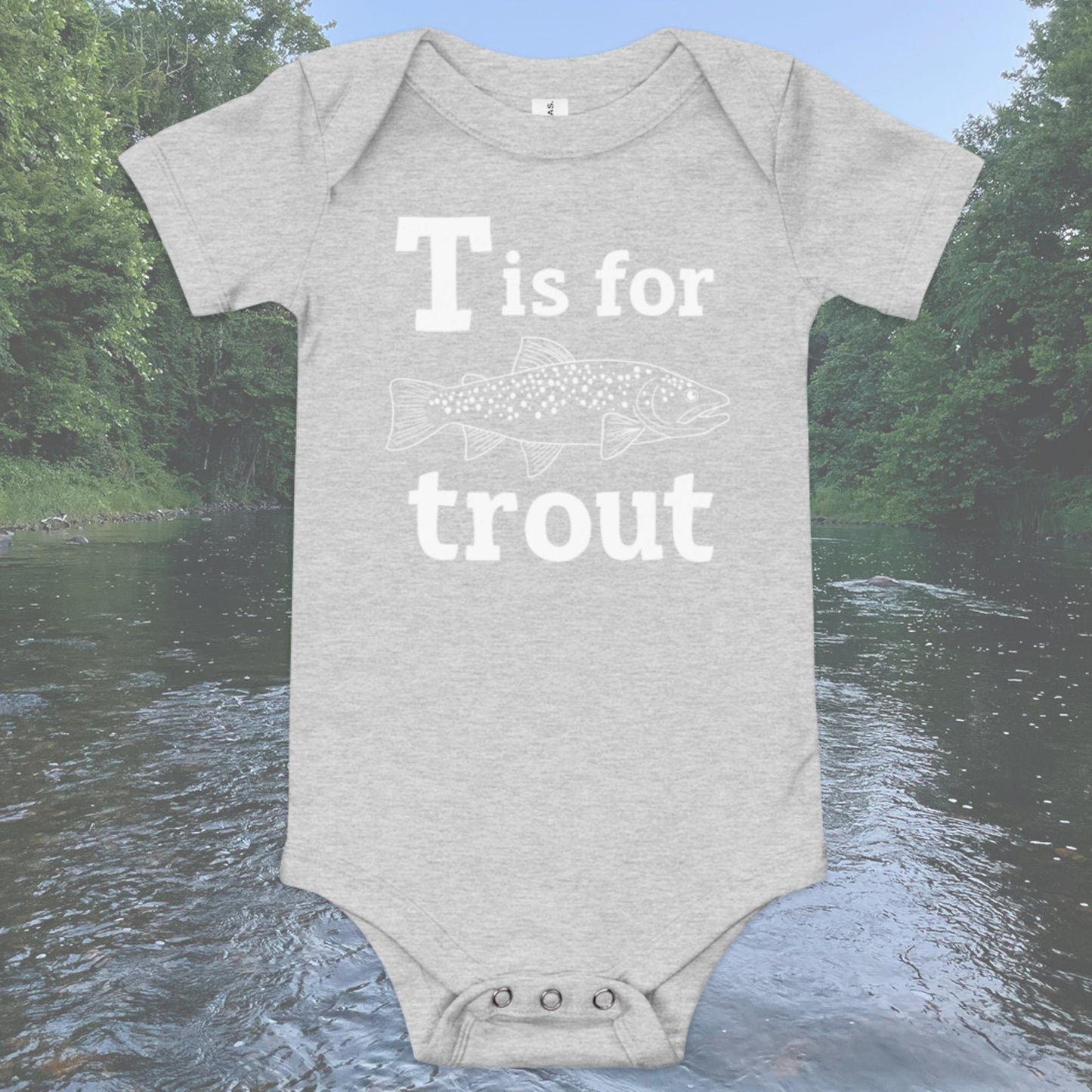 T is For Trout Baby short sleeve one piece