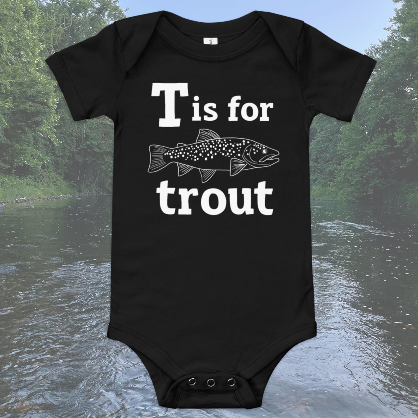 T is For Trout Baby short sleeve one piece