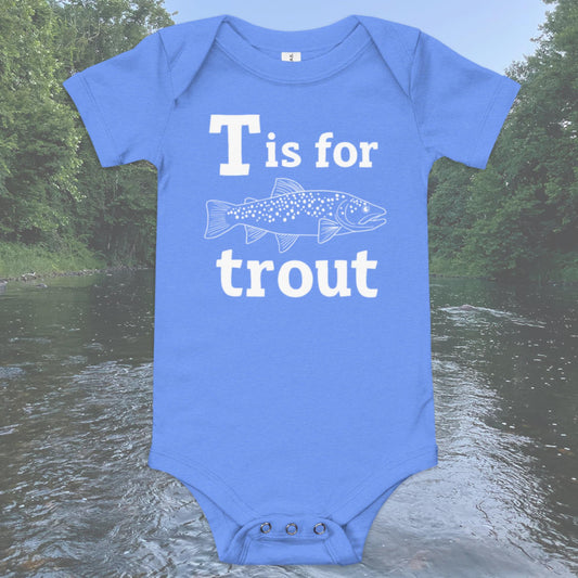 T is For Trout Baby short sleeve one piece