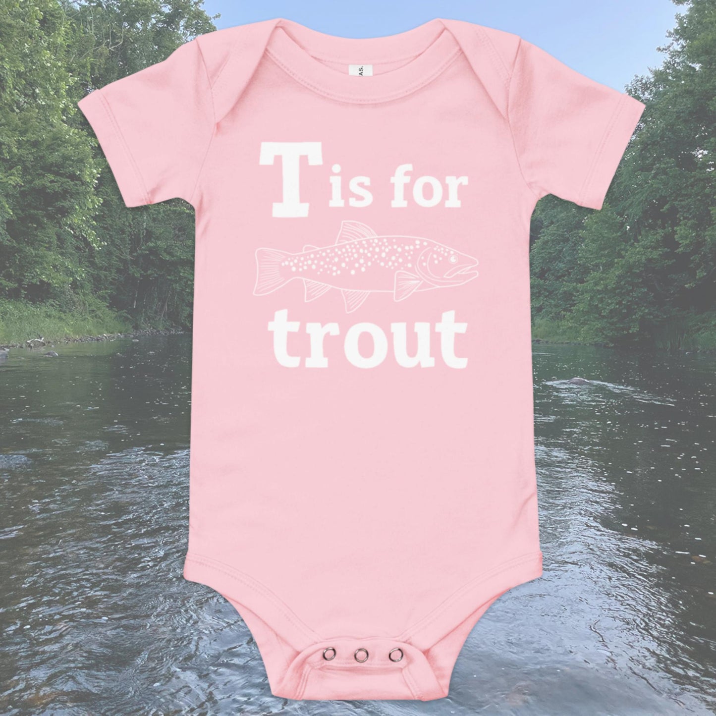 T is For Trout Baby short sleeve one piece