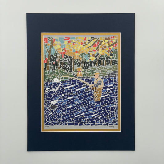 Fly Angler Mosaic Print - 11 x 14 Matted